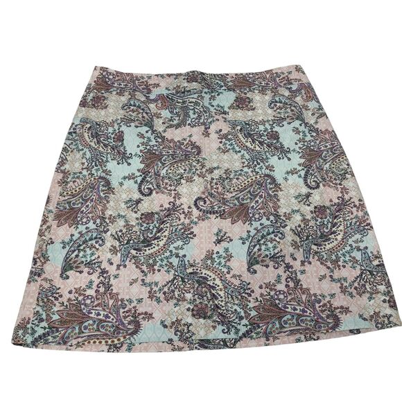 Talbots Womens Plus 16W Midi Pasiley Pencil Skirt Multicolor Pockets Stretch - Picture 1 of 10